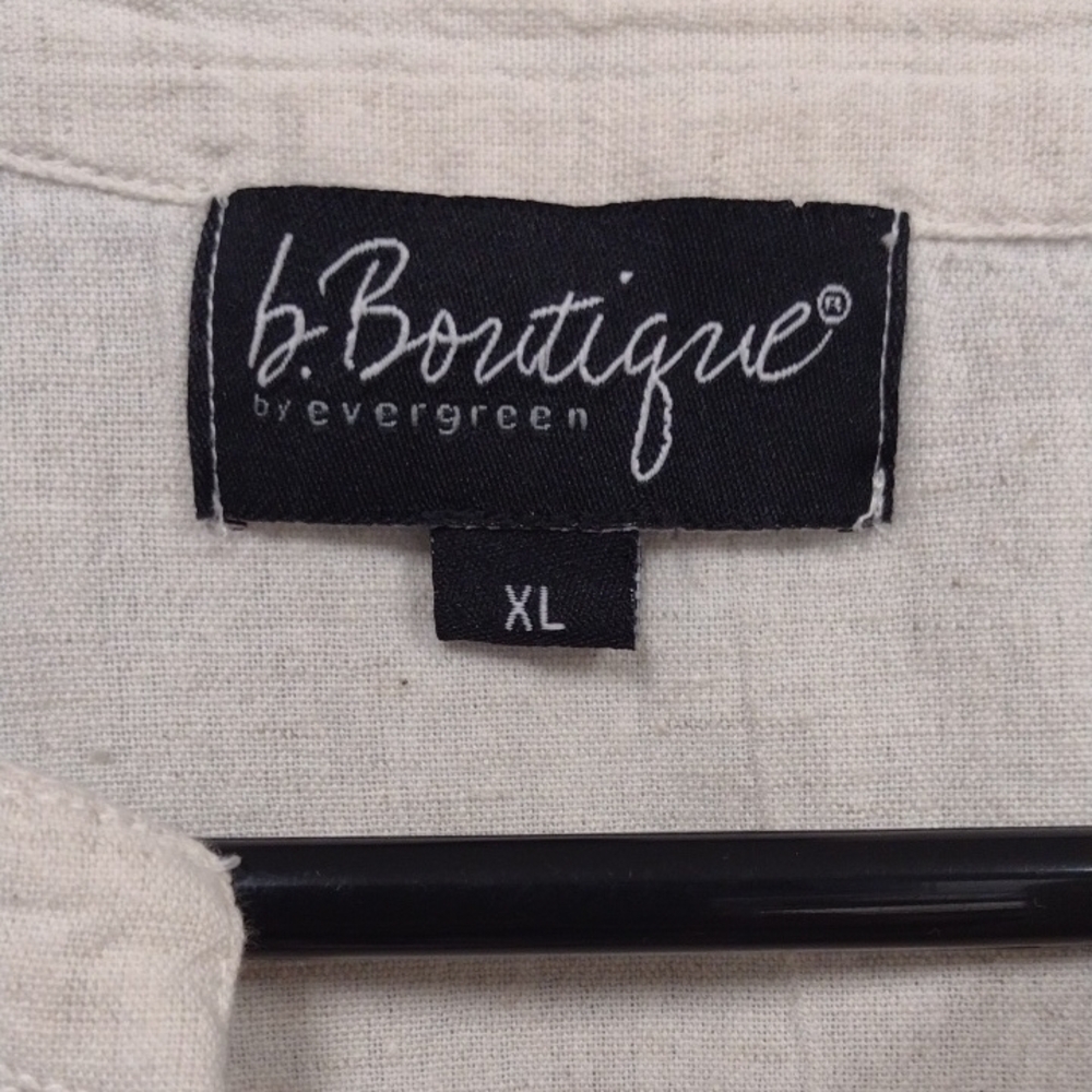 B.Boutique by Evergreen,Cream Cuffed Sleeve TunicTop with Tie Front Beach Vacati - Picture 2 of 16